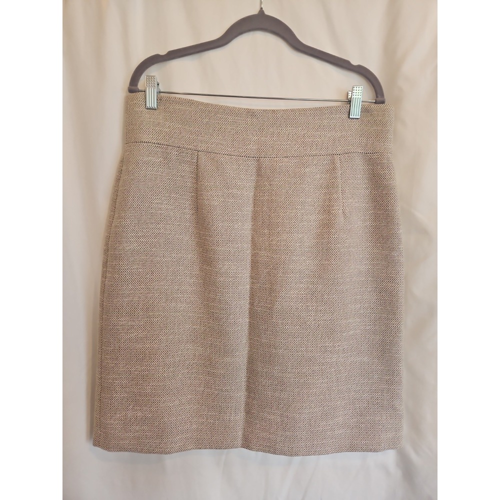 Antonio Melani Skirt Women 12 Beige Excellent Burlap Linen Blend Knee Length